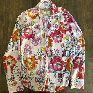 Express Portofino Shirt Floral Button  Blouse XS Vacatiton Resort Travel Hawaii